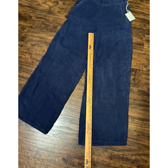 Cynthia Rowley Women’s Navy 100% Linen Cropped Ankle Pants Elastic Waist Sz:s - Picture 5 of 6